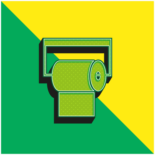 Kylpyhuone Paper Roll Vihreä ja keltainen moderni 3d vektori kuvake logo - Vektori, kuva
