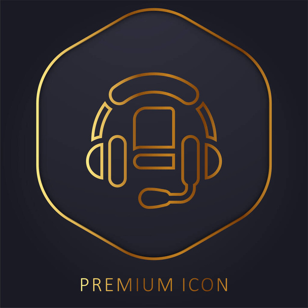 Аудио книга золотой линии премиум логотип или значок - Вектор,изображение