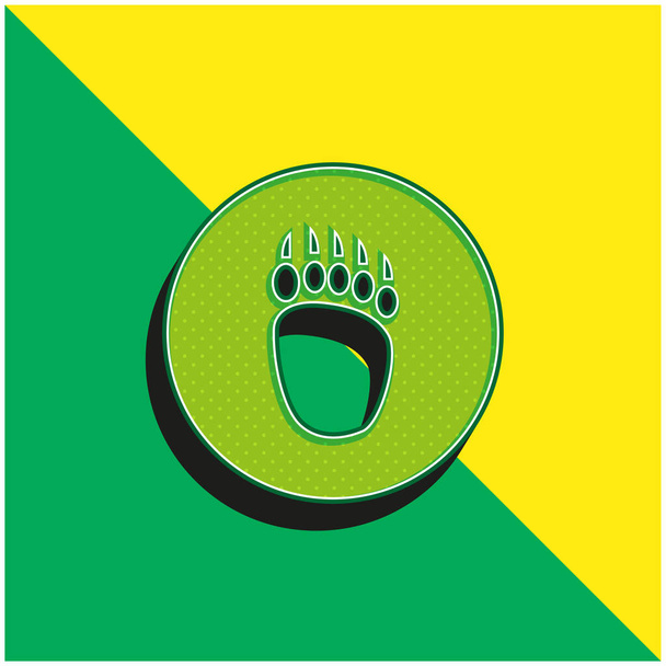 Oso Pawprint verde y amarillo moderno vector 3d icono logotipo - Vector, Imagen