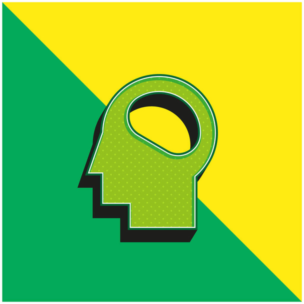 Cérebro Verde e amarelo moderno logotipo vetor 3d ícone - Vetor, Imagem