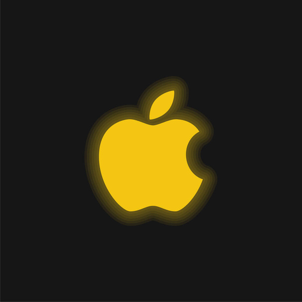 Apple Big Logo yellow glowing neon icon - Vector, Image