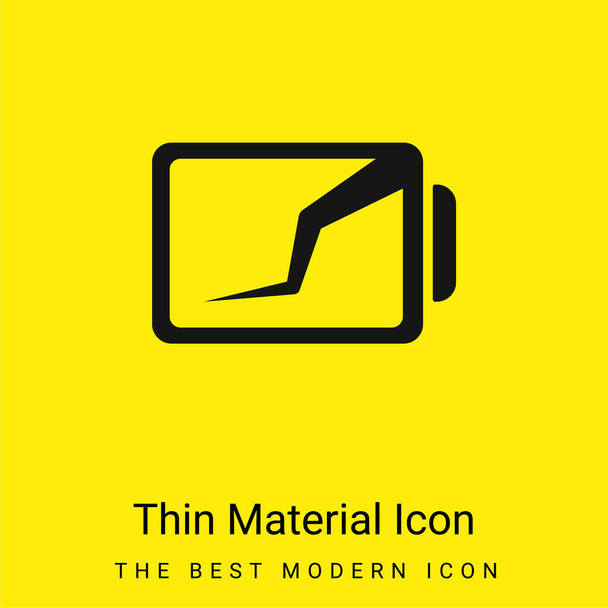 Symbol interfejsu stanu baterii z uszkodzoną linią minimalną jasnożółtą ikoną materiału - Wektor, obraz