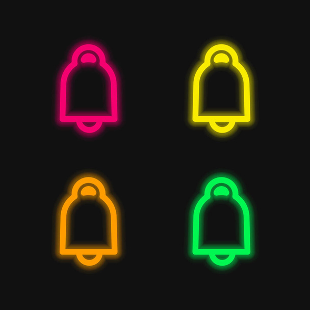 Glocke Umriss vier Farbe leuchtenden Neon-Vektor-Symbol - Vektor, Bild