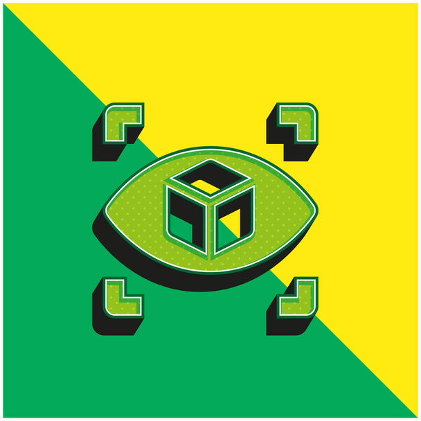 3ds Zöld és sárga modern 3D vektor ikon logó - Vektor, kép