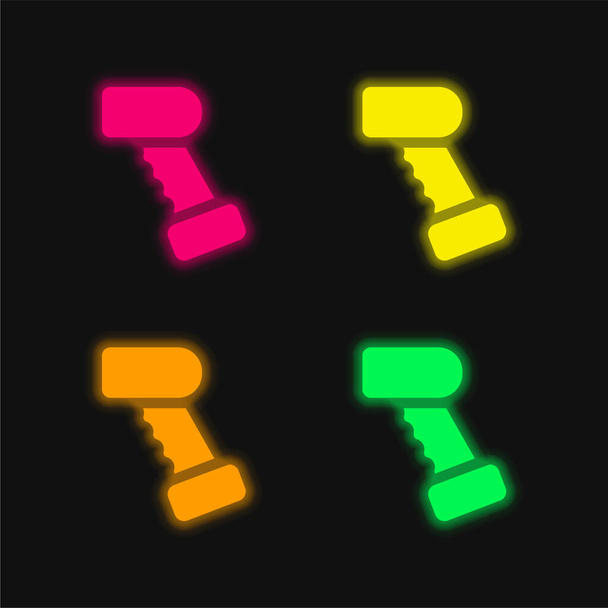 Code à barres quatre couleur brillant icône vectorielle néon - Vecteur, image