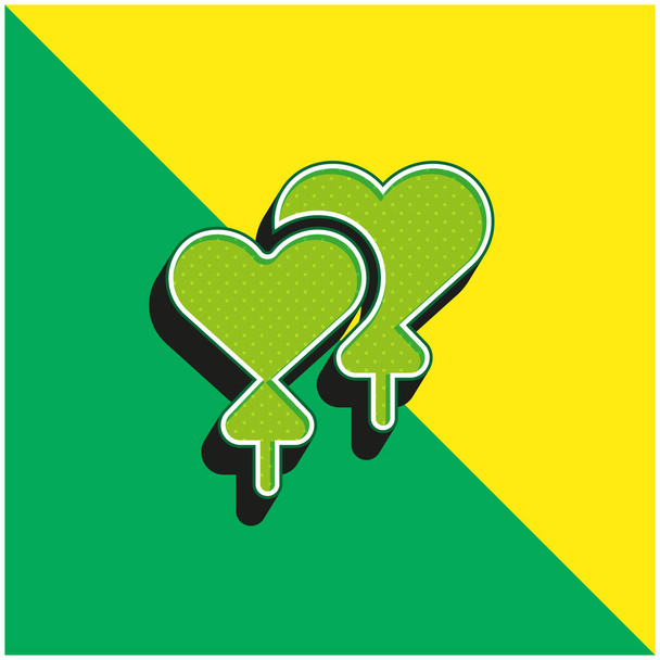 Шарики Зеленый и желтый современный 3D логотип векторной иконки - Вектор,изображение