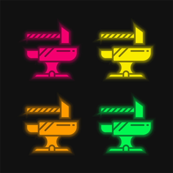 Anvil ícone de vetor de néon brilhante de quatro cores - Vetor, Imagem