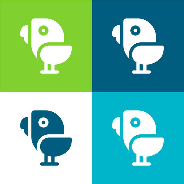 Madár lapos négy szín minimális ikon készlet - Vektor, kép
