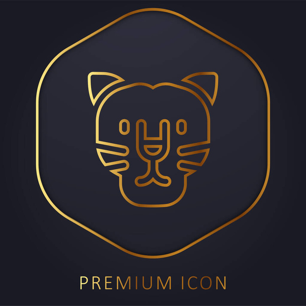 Black Panther golden line premium logo or icon - Vector, Image