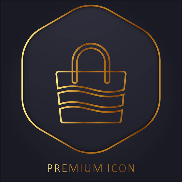 Torebka plażowa ze złotym logo lub ikoną premium - Wektor, obraz
