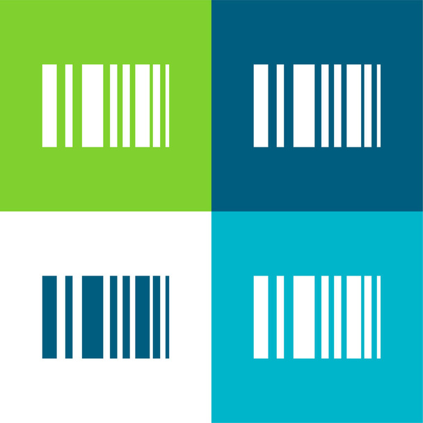 Vonalkód Lapos négy szín minimális ikon készlet - Vektor, kép