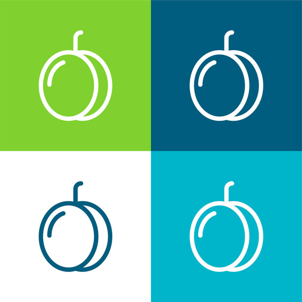Aprikose Flache vier Farben minimales Symbol-Set - Vektor, Bild