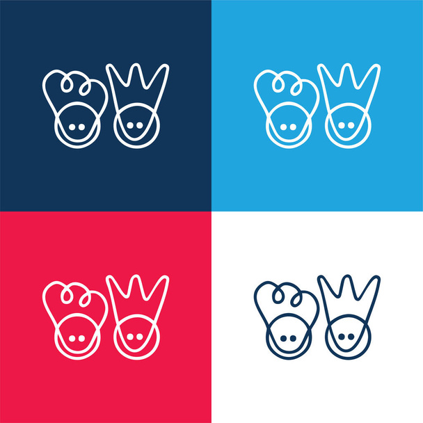 Ads Scuttlepad Logo blauw en rood vier kleuren minimale pictogram set - Vector, afbeelding