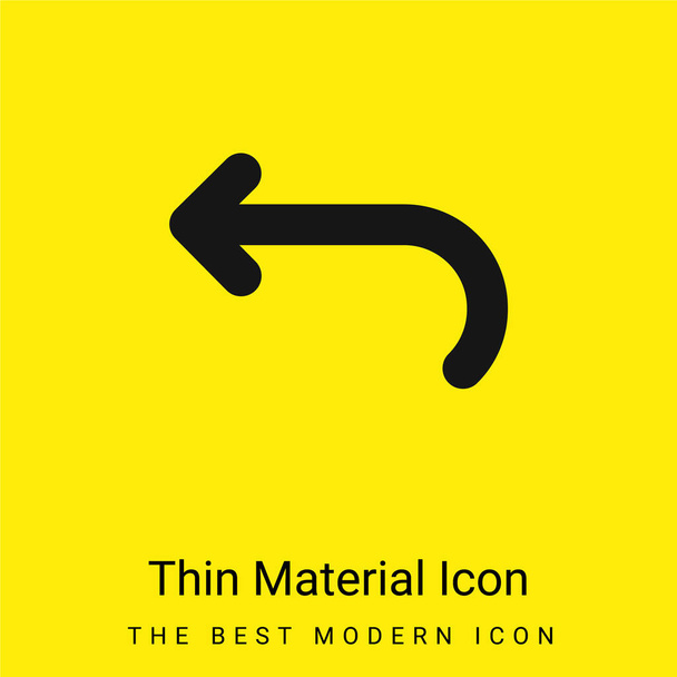 Back Curved Arrow minimal bright yellow material icon - Vector, Image