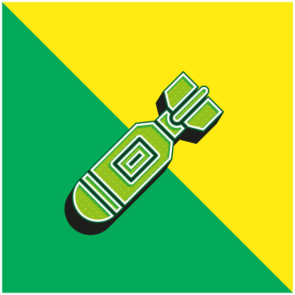 Bomb Groen en geel modern 3D vector icoon logo - Vector, afbeelding
