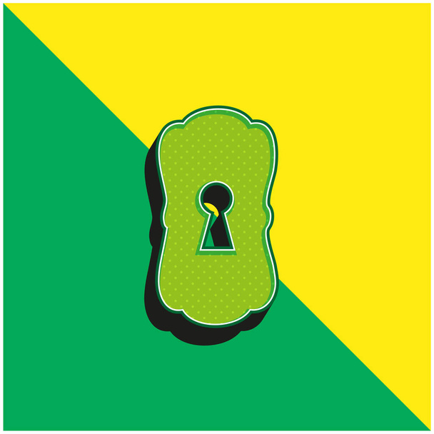Big Keyhole Black Shape Green and yellow modern 3d vector icon logo - Vector, Image