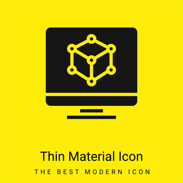 Modelado 3d mínimo icono de material amarillo brillante - Vector, imagen