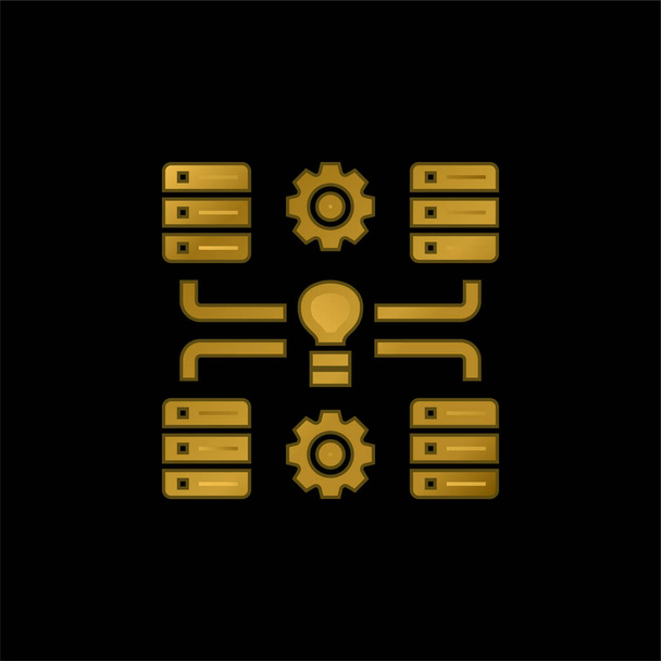 Big Data gold plated metalic icon or logo vector - Vector, Image