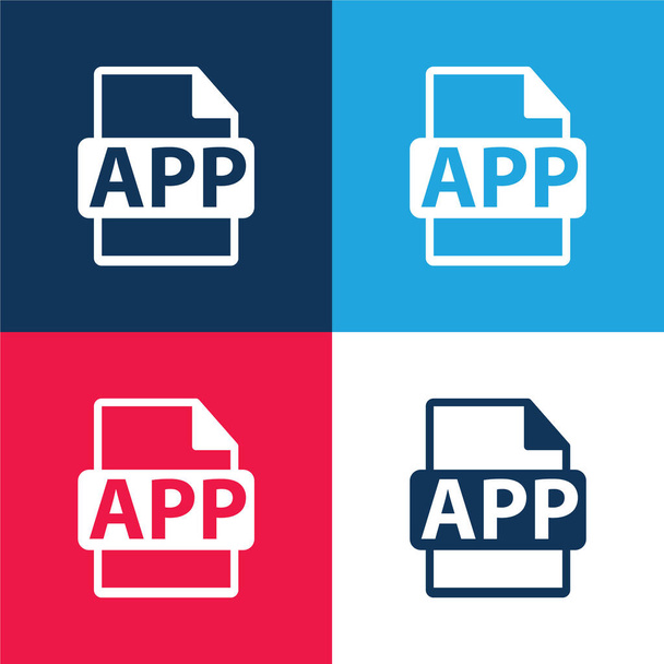 APP File Symbol blue and red four color minimal icon set - Vector, Image