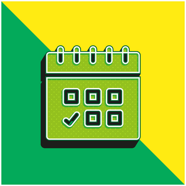 Назначение Зеленый и желтый современный 3D логотип векторной иконки - Вектор,изображение