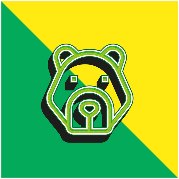 Orso Logo icona vettoriale 3D moderna verde e gialla - Vettoriali, immagini