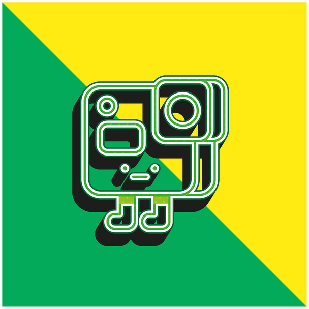 Action Camera Logo icona vettoriale 3D moderna verde e gialla - Vettoriali, immagini