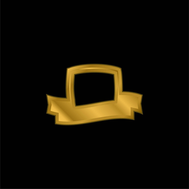 Символ награды Щит и плакированная золотом металлическая икона или вектор логотипа - Вектор,изображение