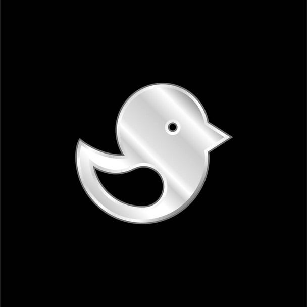 Bird silver plated metallic icon - Vector, Image