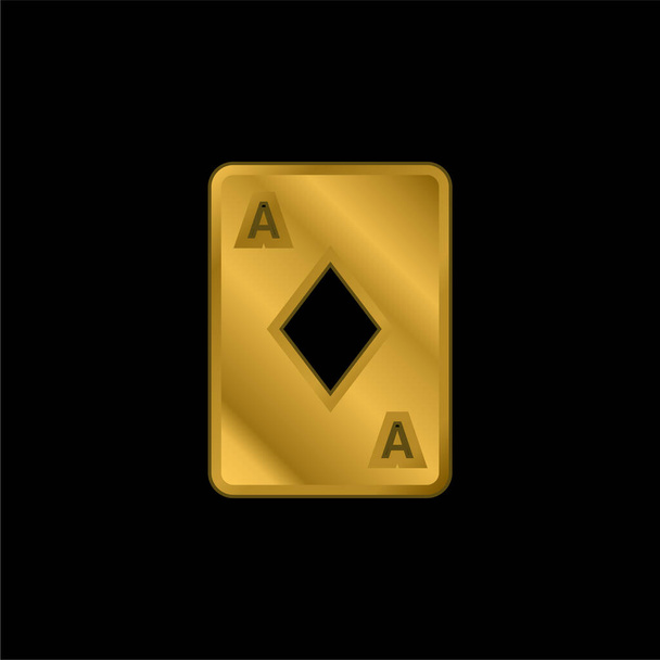 Ace Of Diamonds gold plated metalic icon or logo vector - Vector, Image