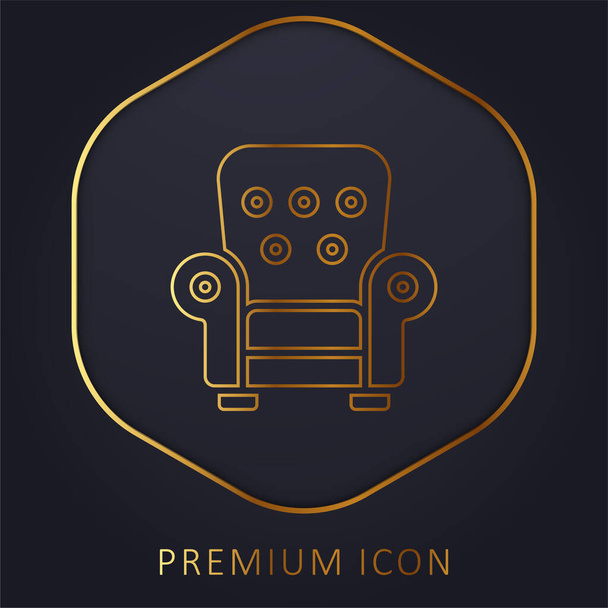 Poltrona linha dourada logotipo premium ou ícone - Vetor, Imagem