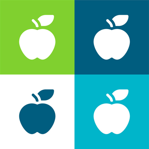 Apple Flat čtyři barvy minimální ikona nastavena - Vektor, obrázek