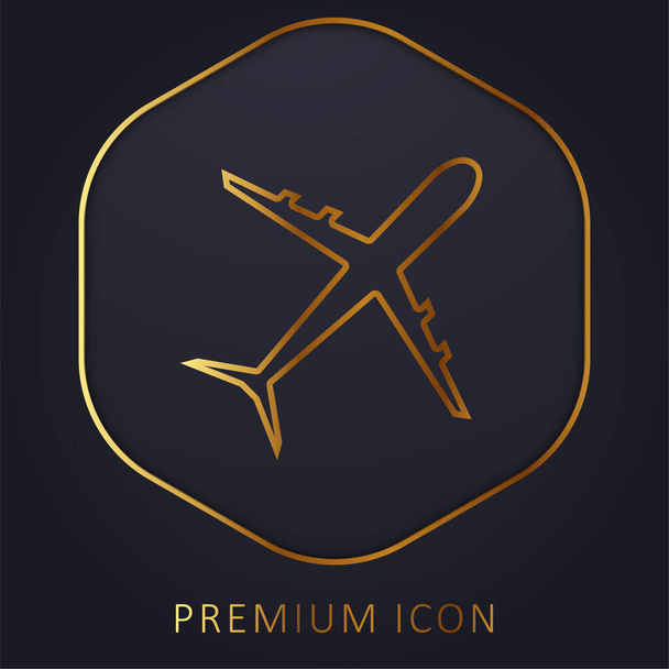 Avião linha dourada logotipo premium ou ícone - Vetor, Imagem