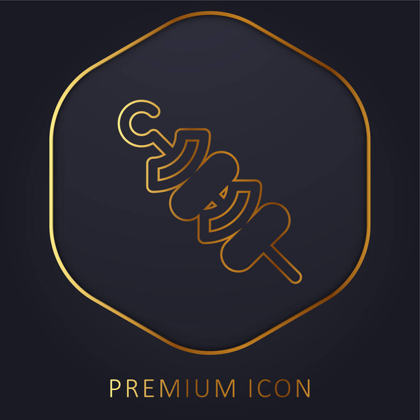 Logo o icono premium de la línea dorada de barbacoa - Vector, imagen