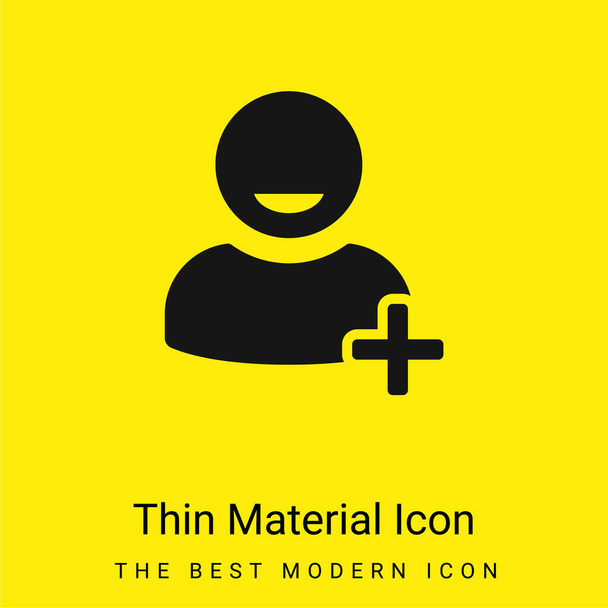 Añadir símbolo de usuario mínimo icono de material amarillo brillante - Vector, Imagen
