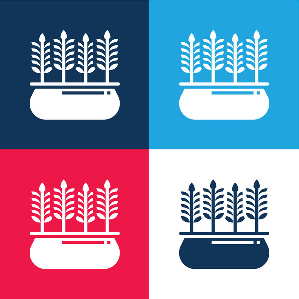 Barley blue and red four color minimal icon set - Vector, Image