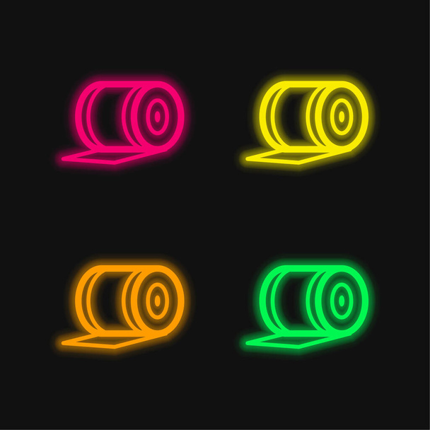 Verband vier Farbe leuchtenden Neon-Vektor-Symbol - Vektor, Bild