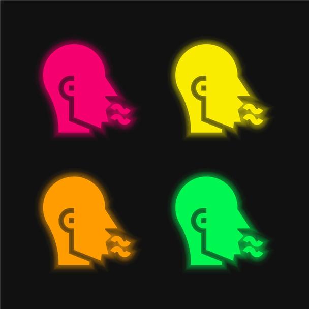 Bad Breath quattro colori incandescente icona al neon vettore - Vettoriali, immagini