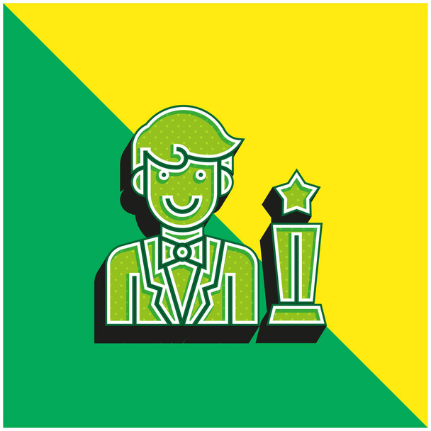 俳優緑と黄色の現代的な3Dベクトルアイコンのロゴ - ベクター画像