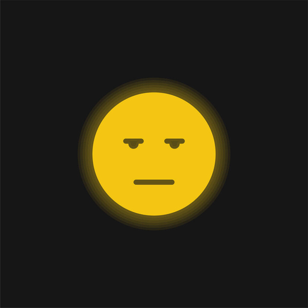 Aburrido icono de neón amarillo brillante - Vector, Imagen