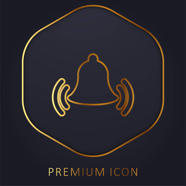 Alarm Bell Ringing golden line premium logo or icon - Vector, Image