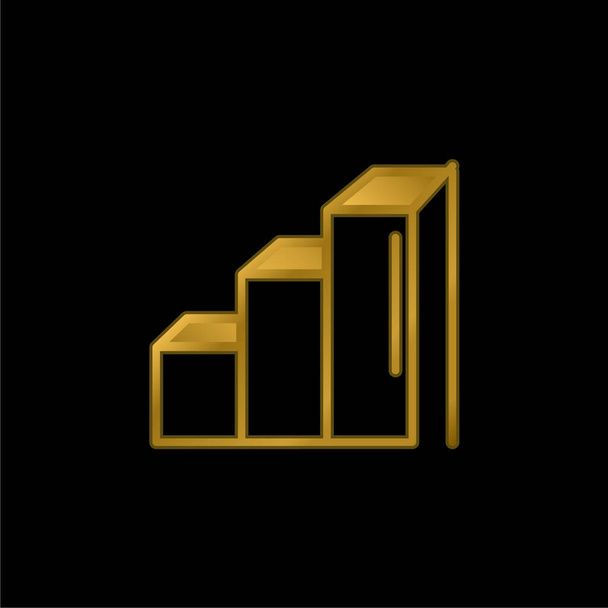 Ascendente Bar Grafico oro placcato icona metallica o logo vettoriale - Vettoriali, immagini