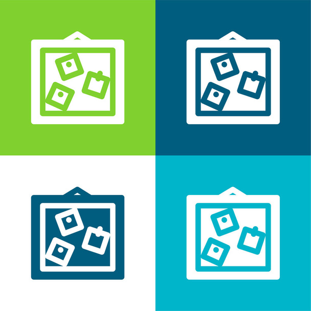 Board Flat négy szín minimális ikon készlet - Vektor, kép