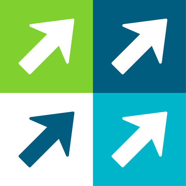Flecha arriba a la derecha Plano de cuatro colores mínimo icono conjunto - Vector, Imagen