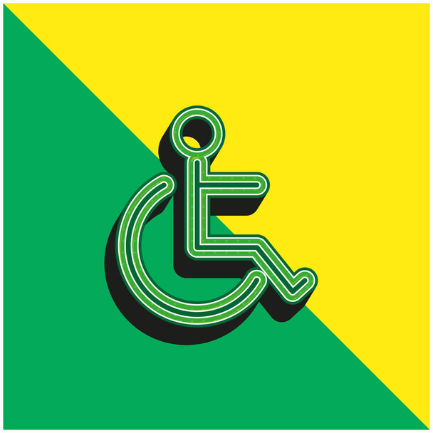 Barrierefreiheit Zeichen grün und gelb modernes 3D-Vektorsymbol-Logo - Vektor, Bild