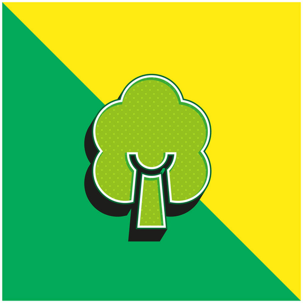 Árvore de bétula Verde e amarelo moderno logotipo vetor 3d ícone - Vetor, Imagem