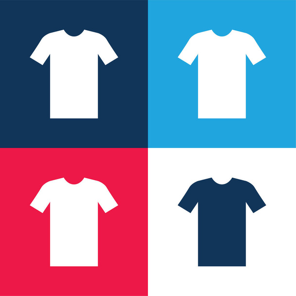Black Tshirt blue and red four color minimal icon set - Vector, Image