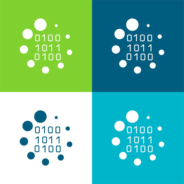 Bináris kód betöltése Szimbólum Lapos négy szín minimális ikon készlet - Vektor, kép