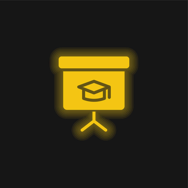 Blackboard yellow glowing neon icon - Vector, Image