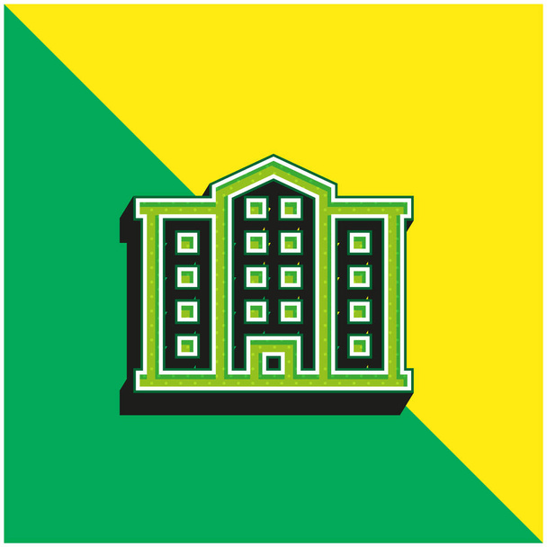 Appartamento Verde e giallo moderno 3d vettoriale icona logo - Vettoriali, immagini