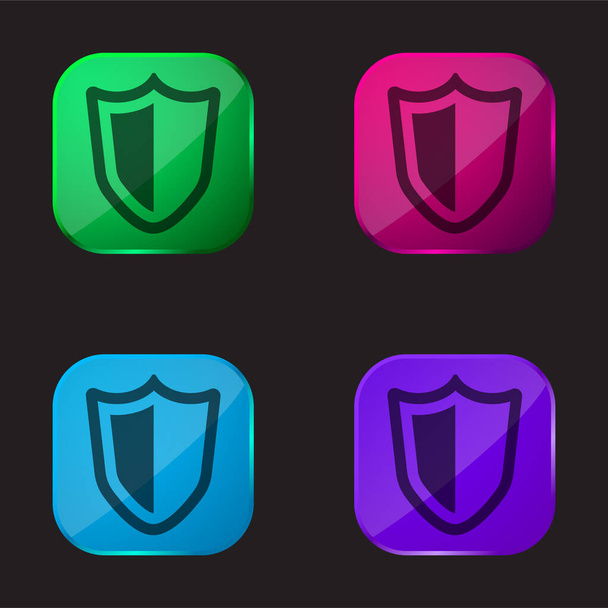 Big Defense Shield čtyři barvy skla tlačítko ikona - Vektor, obrázek